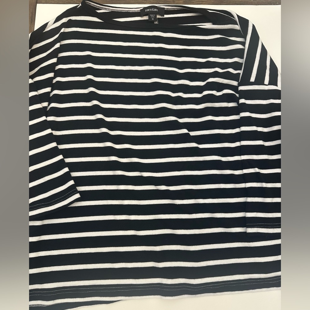 Karen Kane size 1X Black and White Striped shirt